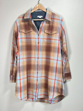 Outerknown Blanket Shirt Dress Plaid Long Sleeve Button Up Women's Medium